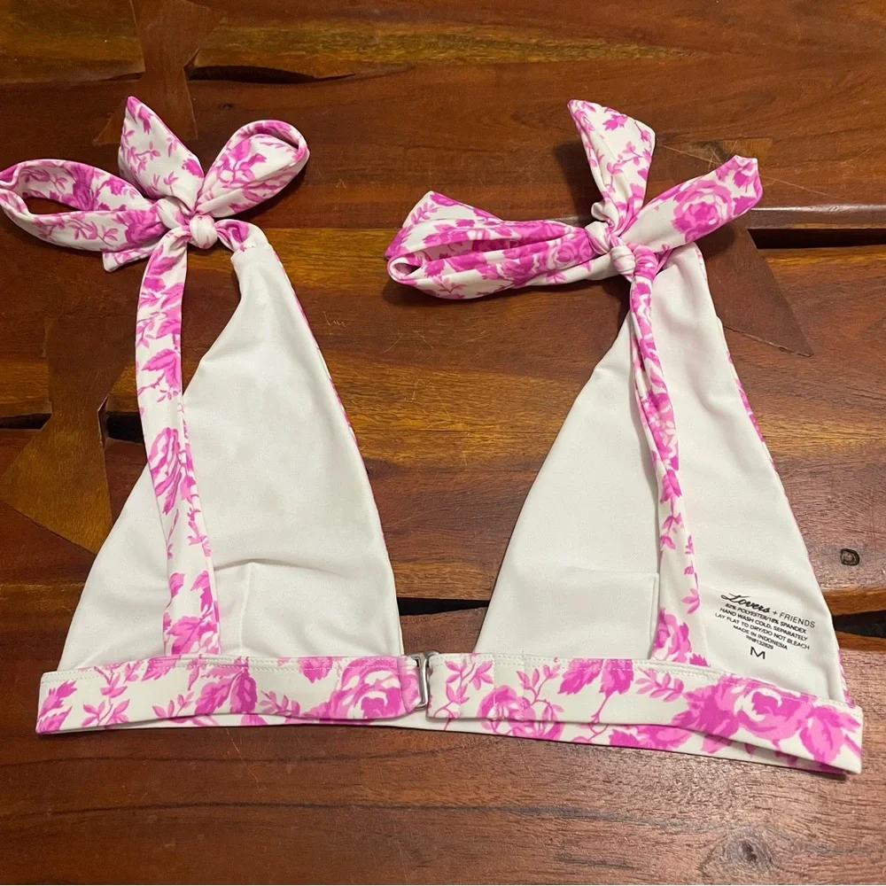 Lovers + Friends Take Me Away Pink Floral Bow Bikini Top - Picture 6 of 8